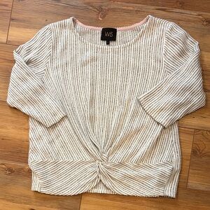 Size L W5 Striped Knit Sweater White and Grey